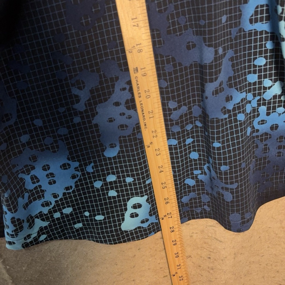Under Armour Curry‎ Polar Polo Shirt Mens Sz L Blue Black Geometric Fitted Logo - Picture 5 of 7